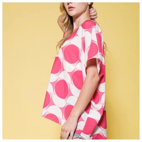 45 Boho Color Block Pattern Tunic Blouse Top - Picture 3 of 5